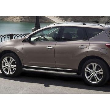 Пороги алюминиевые Rival Black-Premium для Nissan Murano 2009-2016