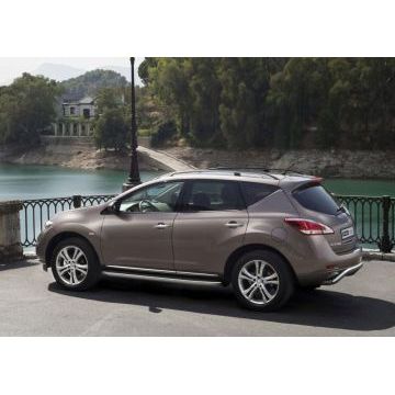 Пороги алюминиевые Rival Black-Premium для Nissan Murano 2009-2016