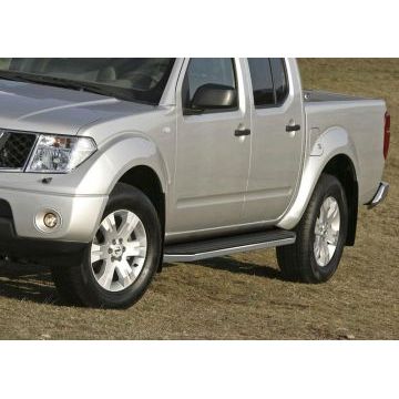 Пороги алюминиевые Rival Premium для Nissan Navara 2005-2015
