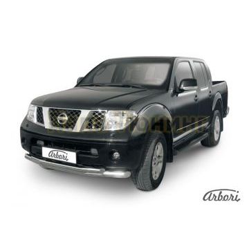 Защита передняя двойная 76-57 мм Slitkoff для Nissan Navara 2005-2010