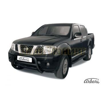 Кенгурин чёрная сталь низкий 76 мм Slitkoff для Nissan Navara 2005-2010