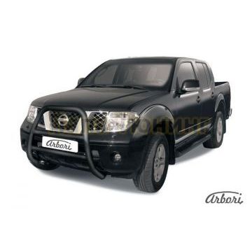 Кенгурин чёрная сталь высокий 76 мм Slitkoff для Nissan Navara 2005-2010