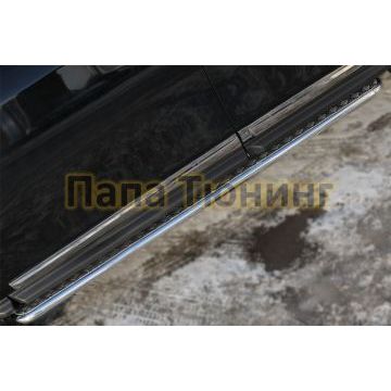 Пороги с площадкой алюминиевый лист d42 РусСталь для Nissan Pathfinder 2014-