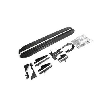 Пороги алюминиевые Rival Black-Premium для Nissan Pathfinder 2014-/Nissan Navara 2015-