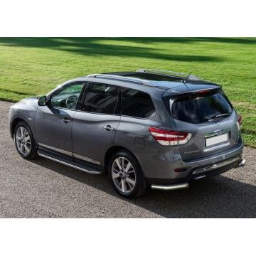 Пороги алюминиевые Rival Premium для Nissan Pathfinder 2014-/Nissan Navara 2015-