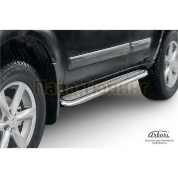 Пороги с площадкой алюминиевый лист 57 мм Slitkoff для Nissan Pathfinder 2004-2009 Пороги с площадкой алюминиевый лист 57 мм Slitkoff для Nissan Pathfinder 2004-2009