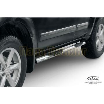 Пороги труба с накладками 76 мм Slitkoff для Nissan Pathfinder 2004-2009 Пороги труба с накладками 76 мм Slitkoff для Nissan Pathfinder 2004-2009