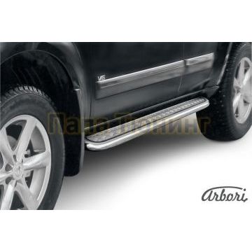 Пороги с площадкой алюминиевый лист 57 мм Slitkoff для Nissan Pathfinder 2010-2014 Пороги с площадкой алюминиевый лист 57 мм Slitkoff для Nissan Pathfinder 2010-2014