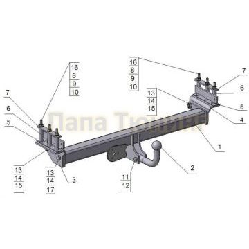 Фаркоп Avtos для Nissan Patrol GR 1998-2004 Фаркоп Avtos для Nissan Patrol GR 1998-2004