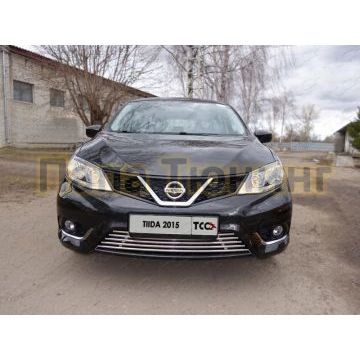 Накладка решётки радиатора нижняя 16 мм ТСС для Nissan Tiida 2015-2018