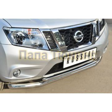 Защита передняя двойная с декором d57-d42 РусСталь для Nissan Terrano 2014-