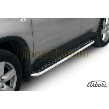 Пороги с площадкой алюминиевый лист 42 мм Slitkoff для Nissan X-Trail T31 2011-2015 Пороги с площадкой алюминиевый лист 42 мм Slitkoff для Nissan X-Trail T31 2011-2015