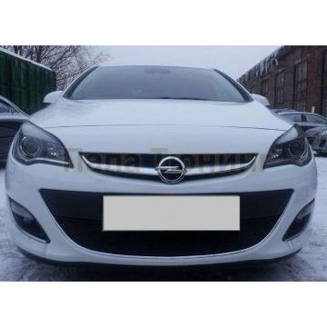 Защита радиатора черная РусСталь для Opel Astra J 2013-2015 Защита радиатора черная РусСталь для Opel Astra J 2013-2015