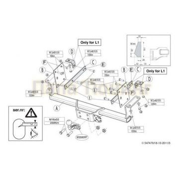 Фаркоп Brink шар F для Opel Movano/Renault Master 2010-
