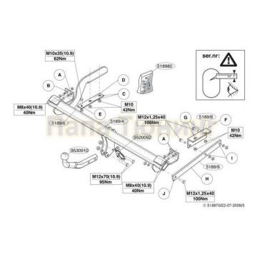 Фаркоп Brink шар A для Peugeot 3008 2009-2016
