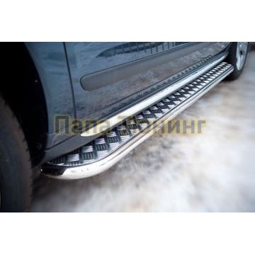 Пороги с площадкой алюминиевый лист d42 РусСталь для Peugeot 3008 2009-2014