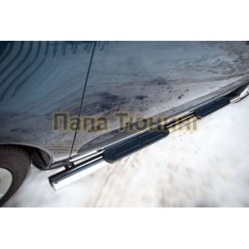 Пороги труба овальная с накладками 75х42 мм РусСталь для Peugeot 3008 2009-2014