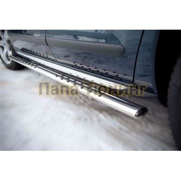 Пороги труба овальная с проступью 75х42 мм РусСталь для Peugeot 3008 2009-2014