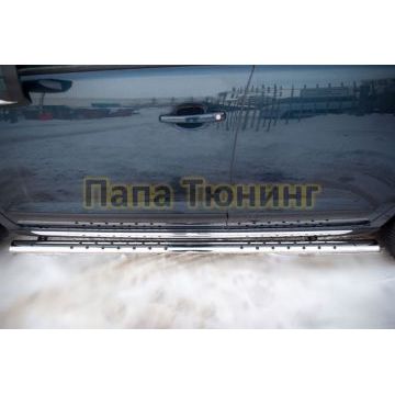 Пороги труба овальная с проступью 75х42 мм РусСталь для Peugeot 3008 2009-2014