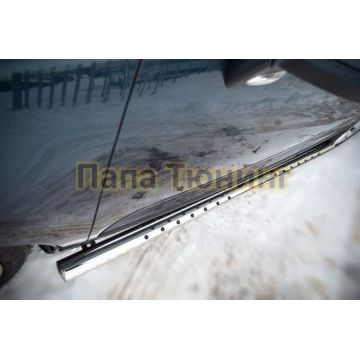 Пороги труба овальная с проступью 75х42 мм РусСталь для Peugeot 3008 2009-2014