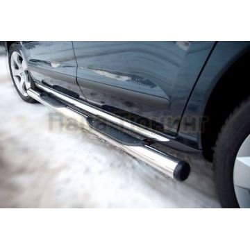 Пороги труба d76 с накладками вариант 2 РусСталь для Peugeot 3008 2009-2014