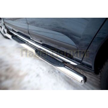 Пороги труба d76 с накладками вариант 3 РусСталь для Peugeot 3008 2009-2014