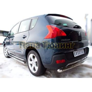 Защита заднего бампера d57 РусСталь для Peugeot 3008 2009-2014
