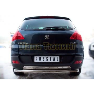 Защита заднего бампера d57 РусСталь для Peugeot 3008 2009-2014