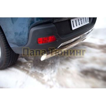 Защита заднего бампера овальная 75х42 мм РусСталь для Peugeot 3008 2009-2014