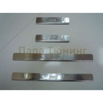 Накладки на дверные пороги 4 штуки Omsa_Line для Peugeot 301 2013- Накладки на дверные пороги 4 штуки Omsa_Line для Peugeot 301 2013-