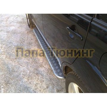 Пороги с площадкой алюминиевый лист d42 РусСталь для Peugeot 4007 2007-2013