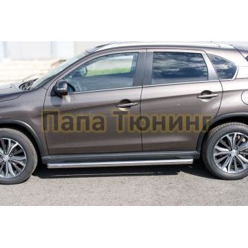 Пороги труба d57 вариант 1 РусСталь для Peugeot 4008 2013-2017