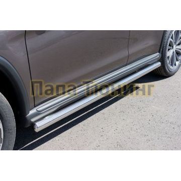 Пороги труба d57 вариант 3 РусСталь для Peugeot 4008 2013-2017