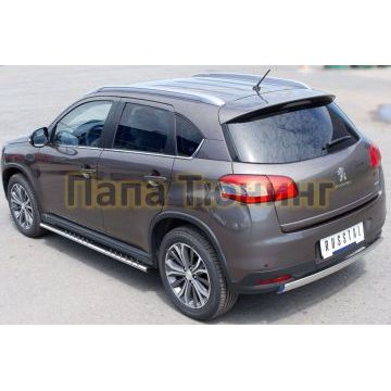 Пороги труба овальная с проступью 75х42 мм РусСталь для Peugeot 4008 2013-2017