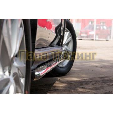 Пороги труба овальная с проступью 75х42 мм РусСталь для Peugeot 4008 2013-2017