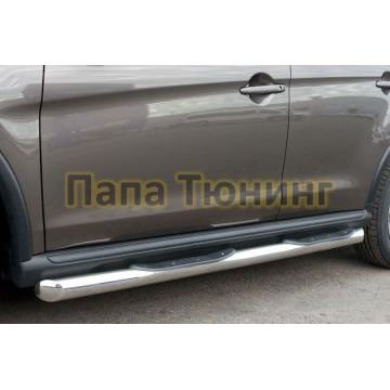 Пороги труба d76 с накладками вариант 1 РусСталь для Peugeot 4008 2013-2017