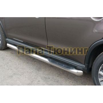Пороги труба d76 с накладками вариант 1 РусСталь для Peugeot 4008 2013-2017