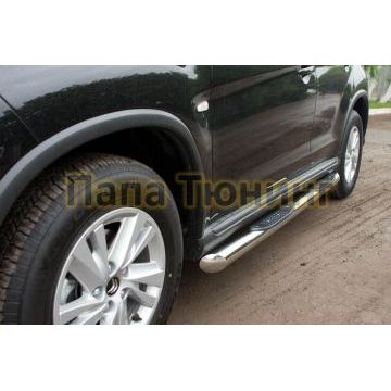 Пороги труба d76 с накладками вариант 1 РусСталь для Peugeot 4008 2013-2017