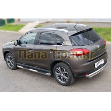 Пороги труба d76 с накладками вариант 1 РусСталь для Peugeot 4008 2013-2017