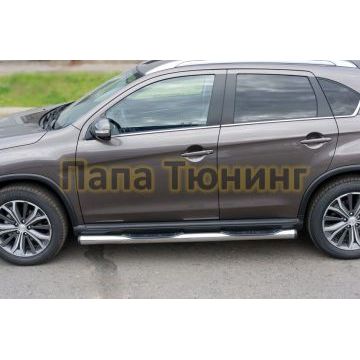 Пороги труба d76 с накладками вариант 2 РусСталь для Peugeot 4008 2013-2017