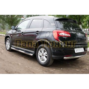 Пороги труба d76 с накладками вариант 2 РусСталь для Peugeot 4008 2013-2017