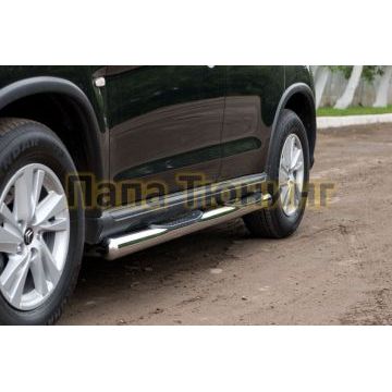 Пороги труба d76 с накладками вариант 3 РусСталь для Peugeot 4008 2013-2017