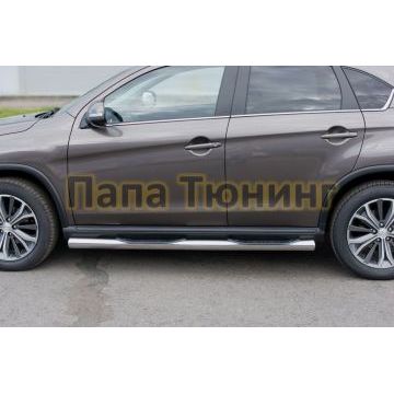 Пороги труба d76 с накладками вариант 3 РусСталь для Peugeot 4008 2013-2017