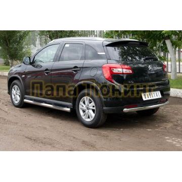 Пороги труба d76 с накладками вариант 3 РусСталь для Peugeot 4008 2013-2017