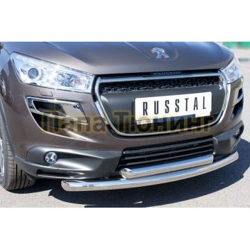 Защита передняя двойная d57-d57 РусСталь для Peugeot 4008 2013-2017