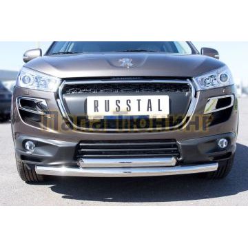 Защита передняя двойная d57-d57 РусСталь для Peugeot 4008 2013-2017