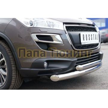 Защита передняя двойная d76-d57  РусСталь для Peugeot 4008 2013-2017