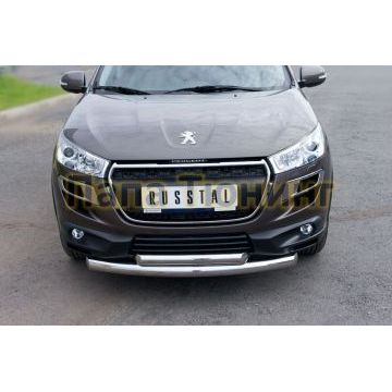 Защита передняя двойная d76-d57  РусСталь для Peugeot 4008 2013-2017
