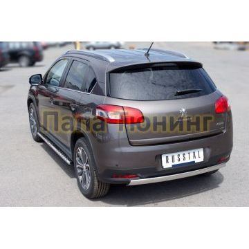 Защита заднего бампера овальная 75х42 мм РусСталь для Peugeot 4008 2013-2017