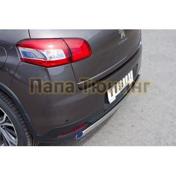 Защита заднего бампера овальная 75х42 мм РусСталь для Peugeot 4008 2013-2017